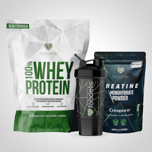 Pack 2KG Proteína Whey + 300g Creatina Monohidrato Creapure® + Shaker