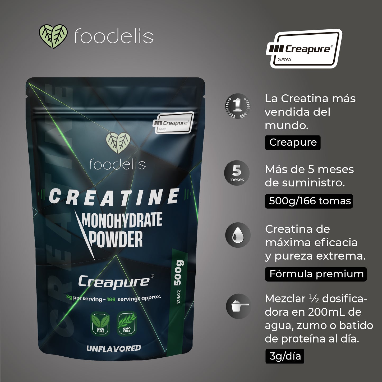 100% Creatina Foodelis CREAPURE®